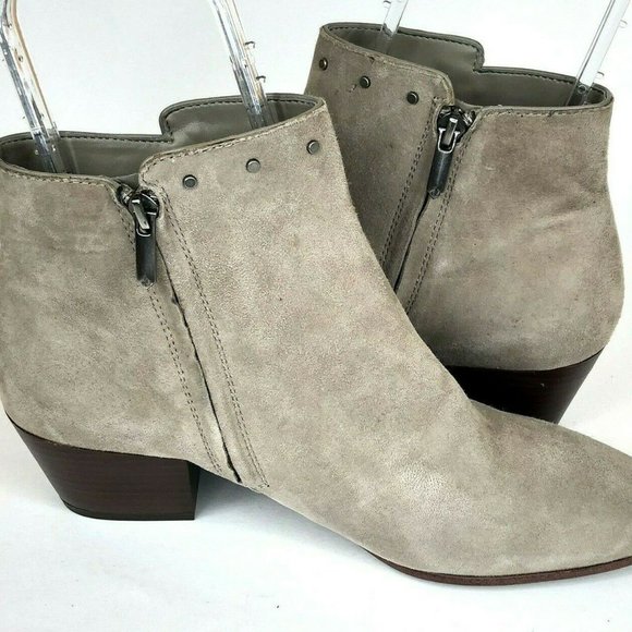 Sam Edelman Gray Suede Ankle Boots with Fringe - Picture 6 of 9